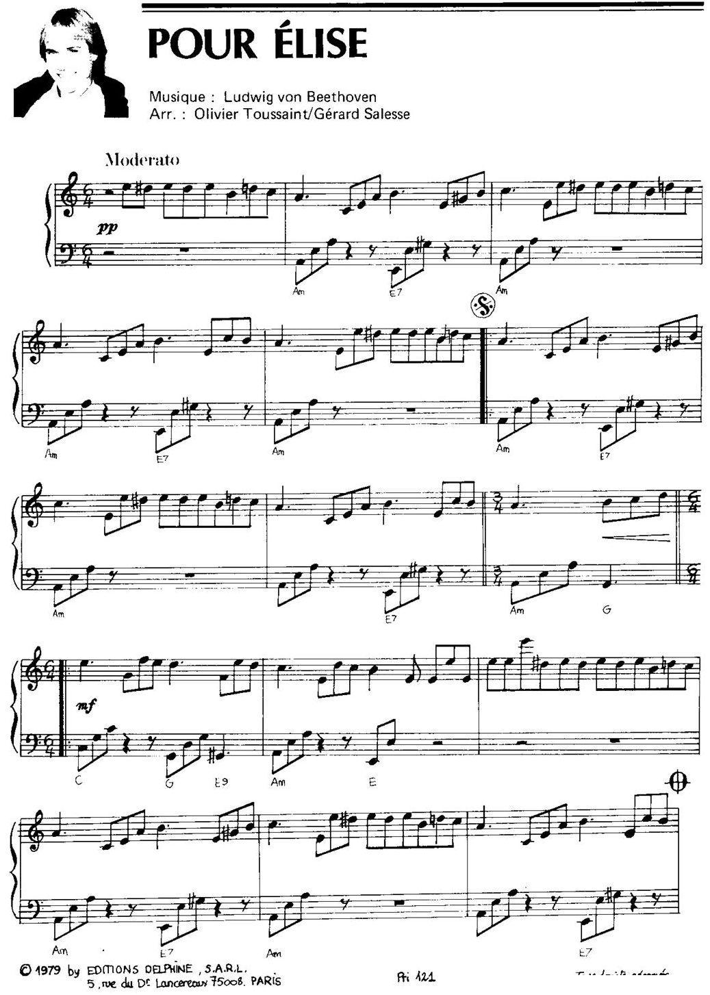 POUR ELISE钢琴曲谱（图1）