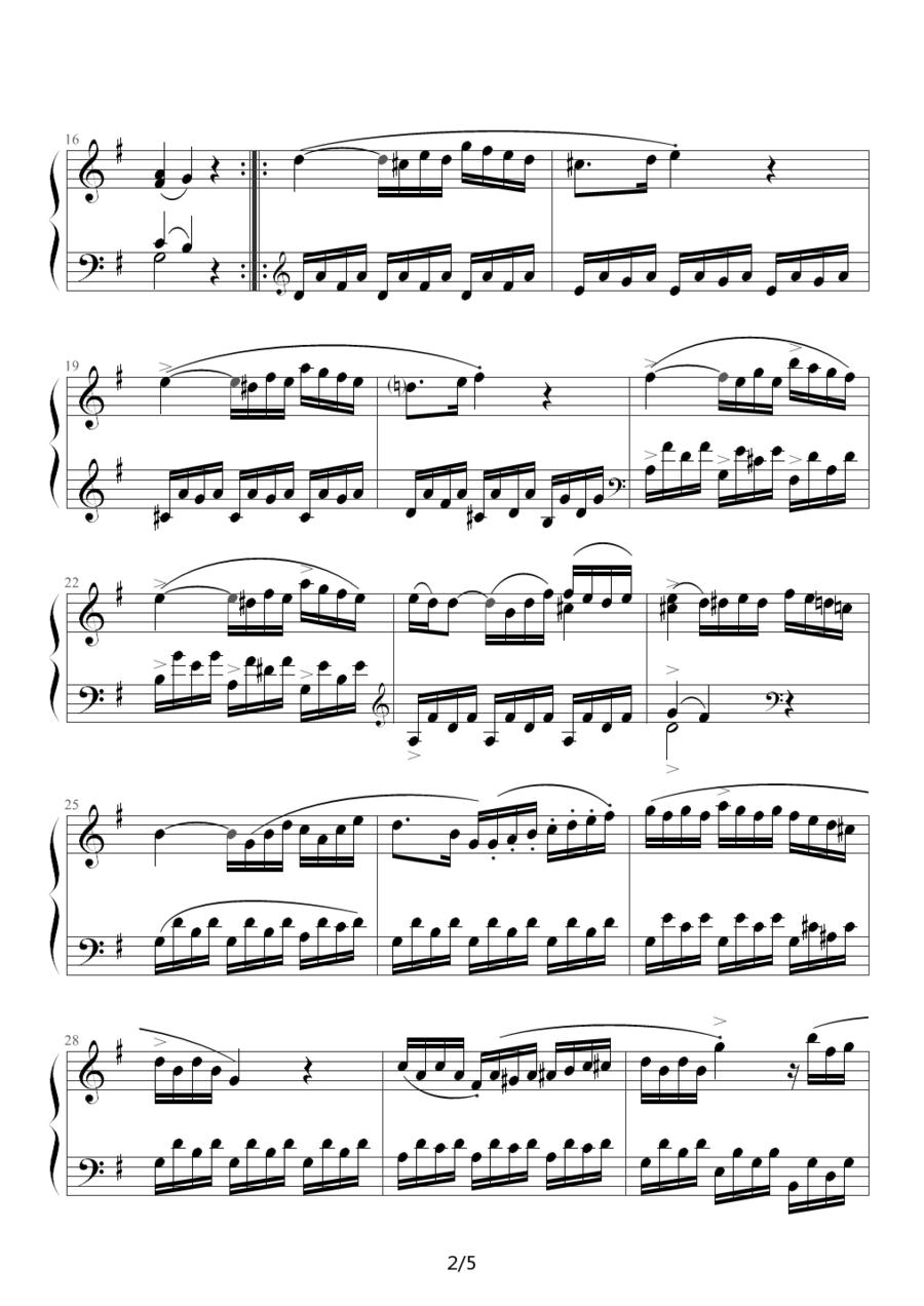 C大调第16钢琴奏鸣曲K.545（第二乐章）钢琴曲谱（图2）