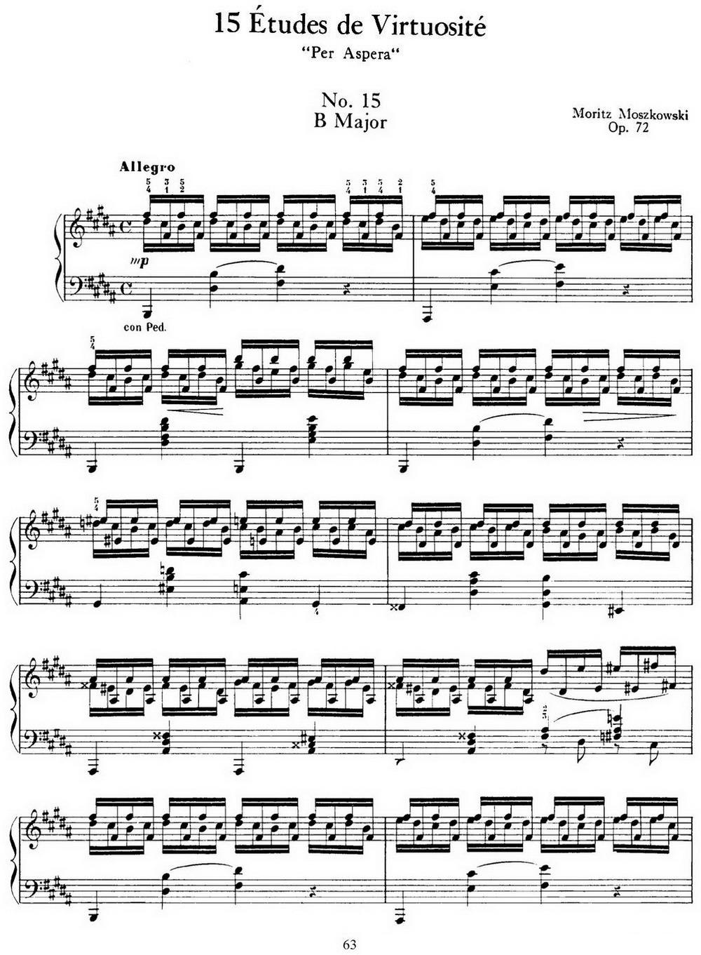 15 Etudes de Virtuosité Op.72 No.15（十五首钢琴练习曲之十五）钢琴曲谱（图1）