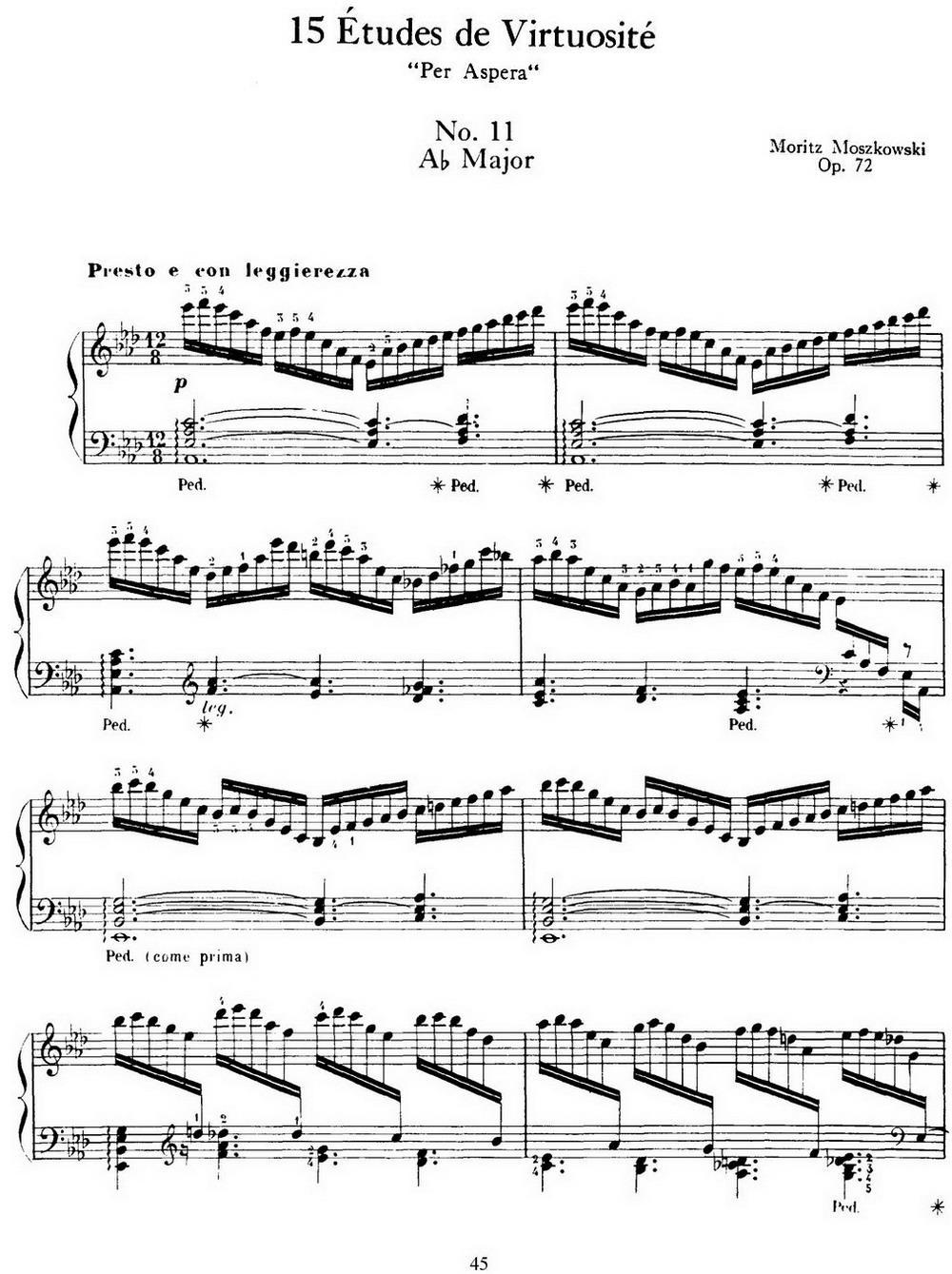 15 Etudes de Virtuosité Op.72 No.11（十五首钢琴练习曲之十一）钢琴曲谱（图1）
