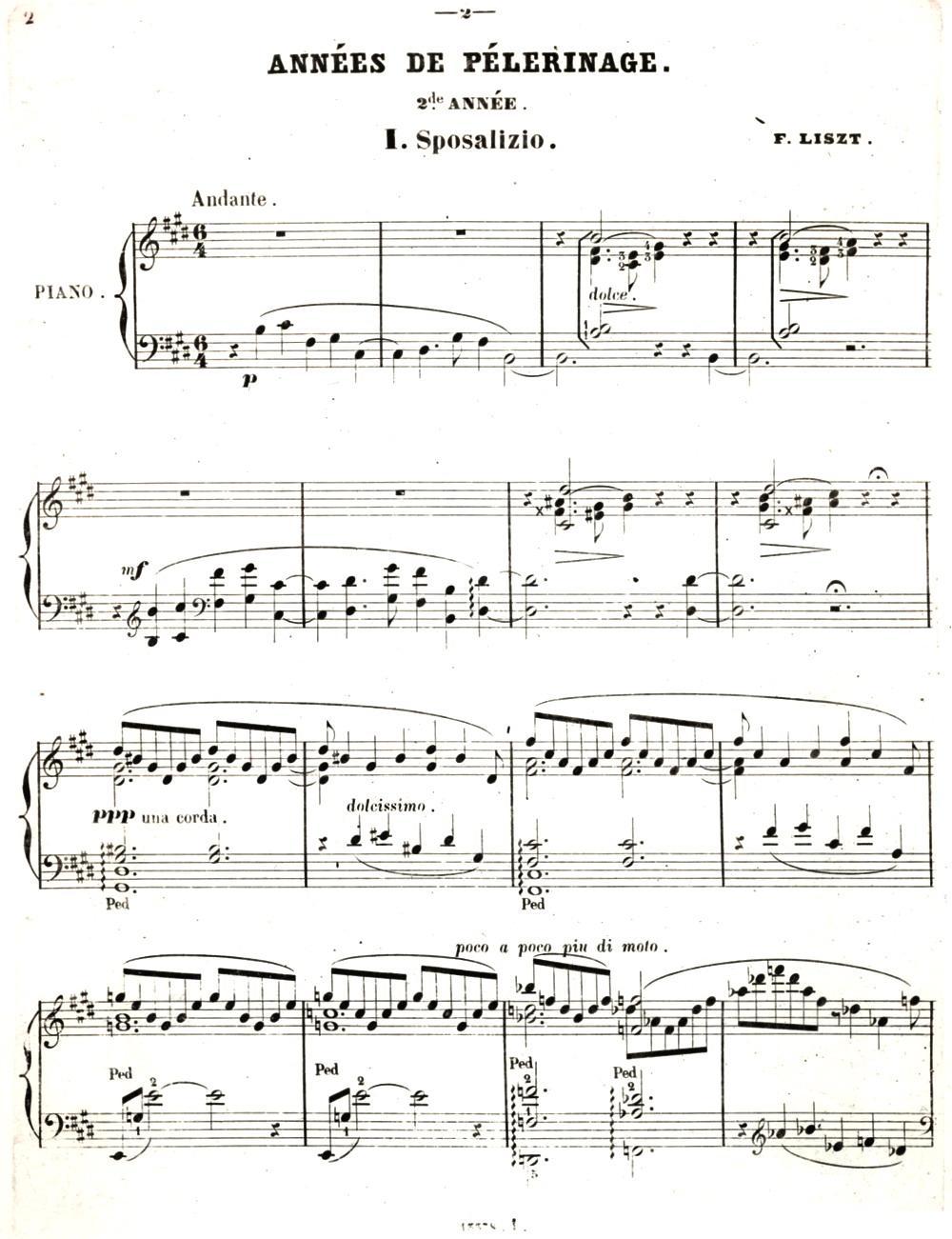 旅行岁月（第二集）意大利游记（1.婚礼 Sposalizio）钢琴曲谱（图1）