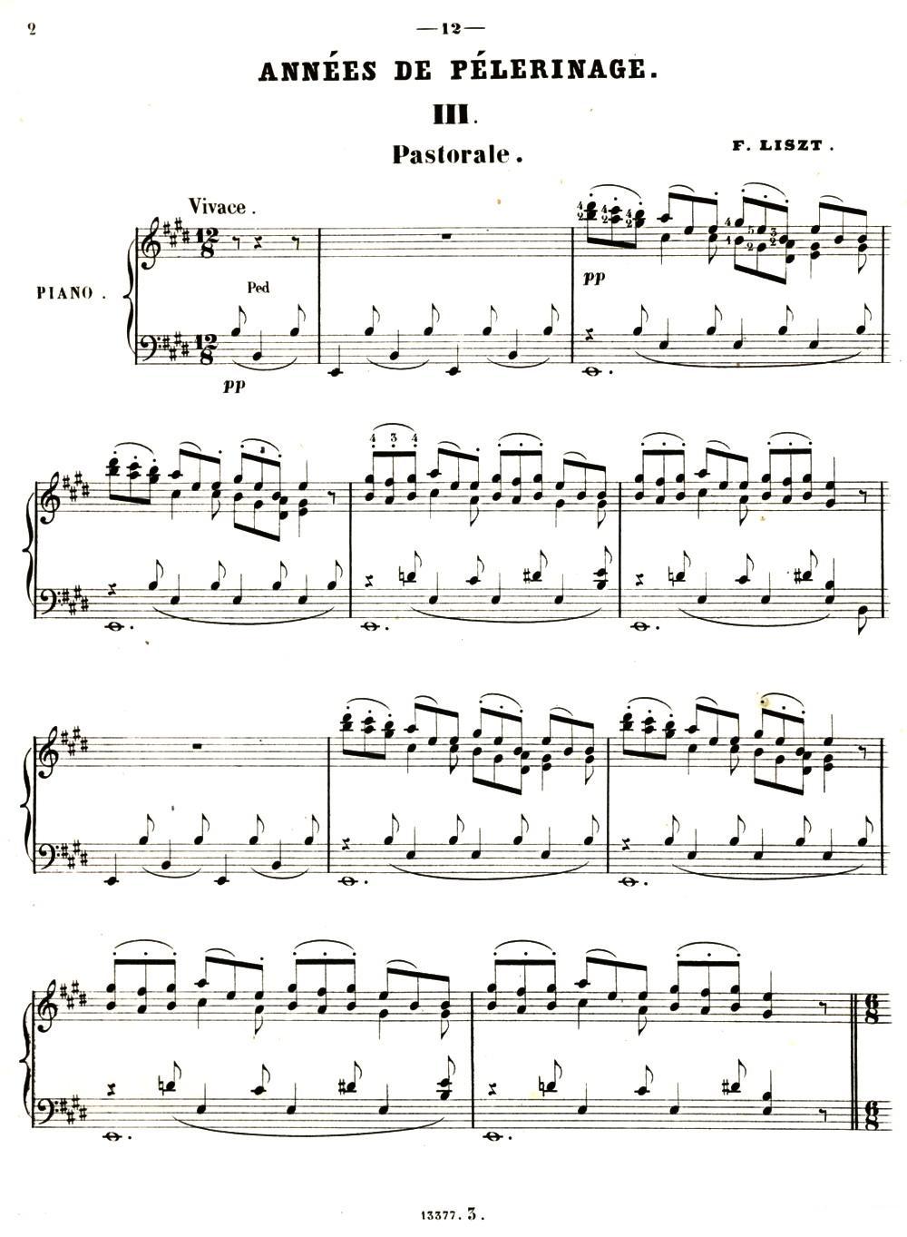 旅行岁月（第一集）瑞士游记（3.田园 Pastorale ）钢琴曲谱（图1）
