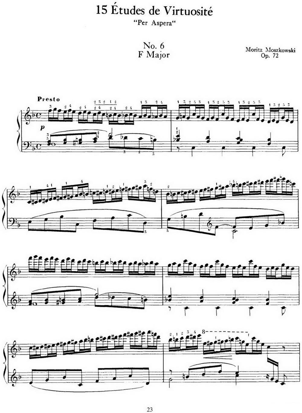 15 Etudes de Virtuosité Op.72 No.6（十五首钢琴练习曲之六）钢琴曲谱（图1）