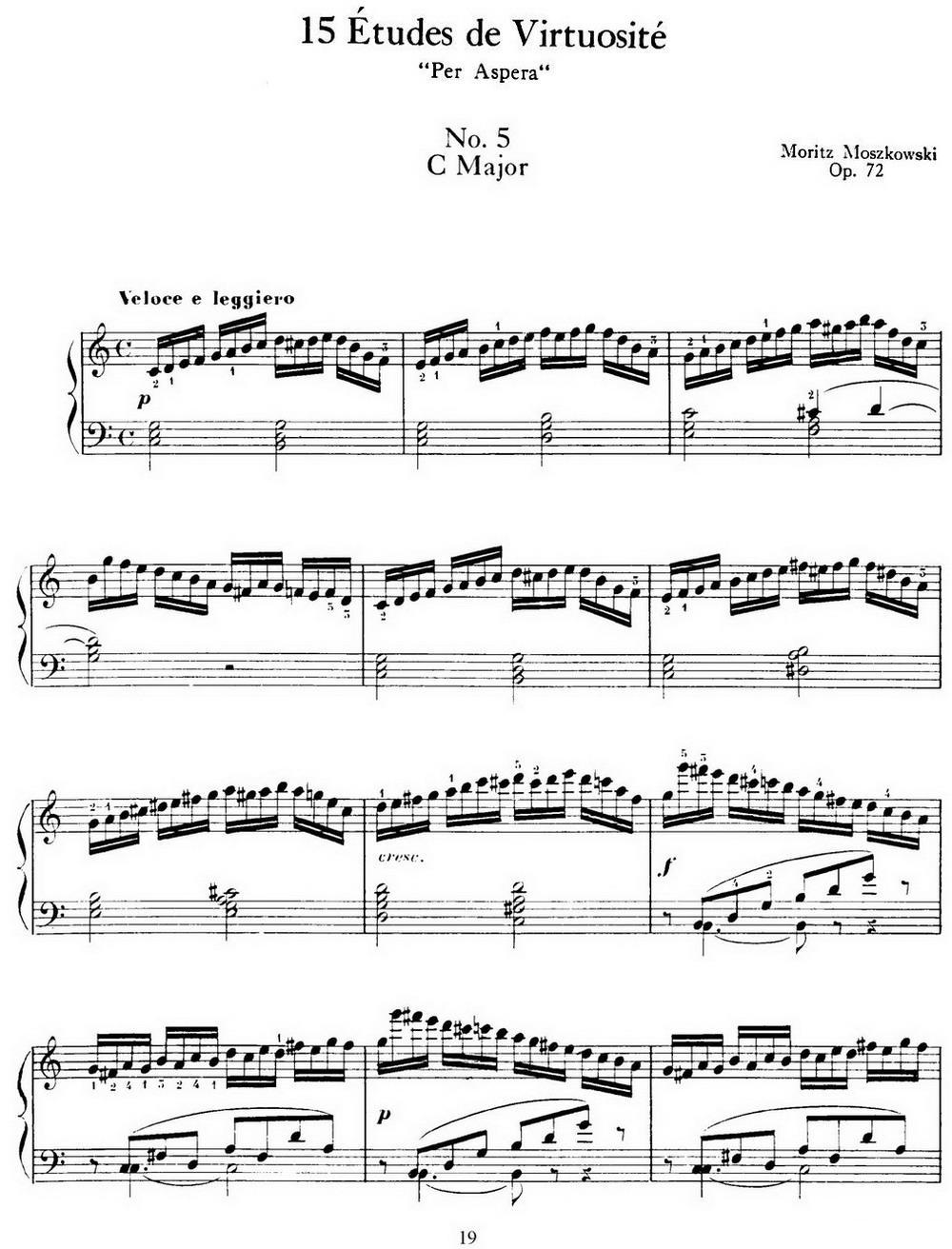 15 Etudes de Virtuosité Op.72 No.5（十五首钢琴练习曲之五）钢琴曲谱（图1）