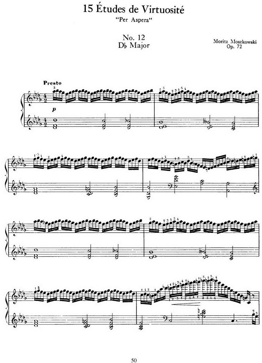 15 Etudes de Virtuosité Op.72 No.12（十五首钢琴练习曲之十二）钢琴曲谱（图1）