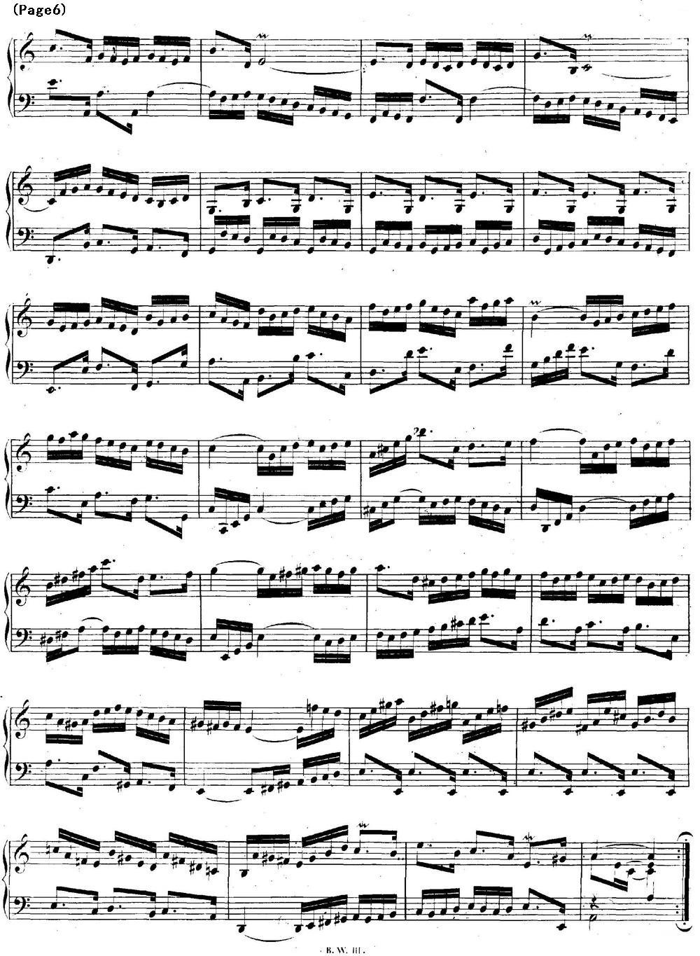 帕蒂塔6首德国组曲（No.3 a小调 巴赫 Partita a Minor BWV 827）钢琴曲谱（图6）