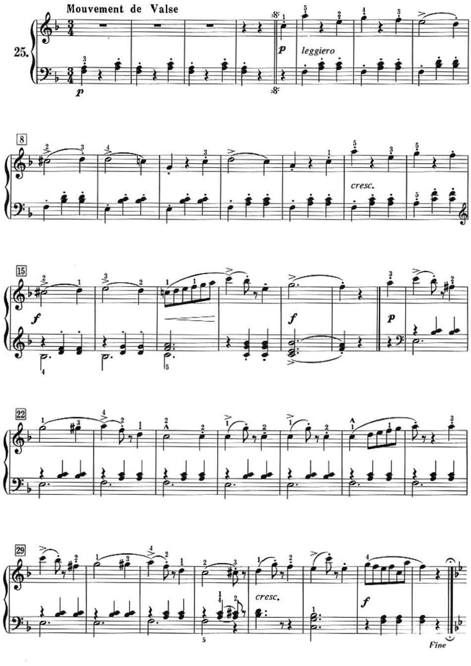 50首莱蒙钢琴练习曲 作品37（NO.25）钢琴曲谱（图1）