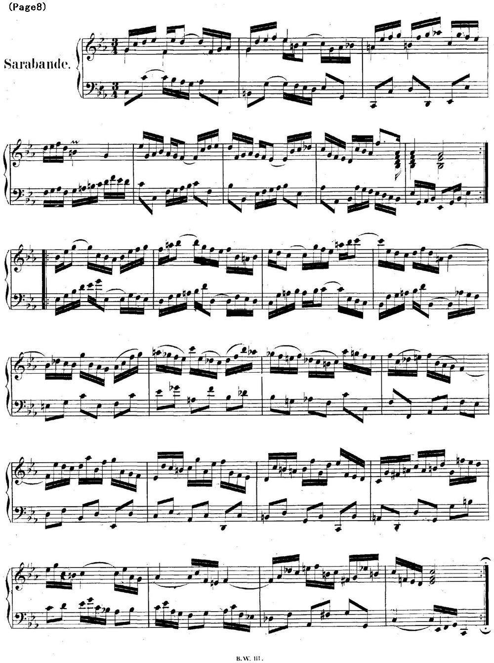 帕蒂塔6首德国组曲（No.2 c小调 巴赫 Partita c Minor BWV 826）钢琴曲谱（图8）