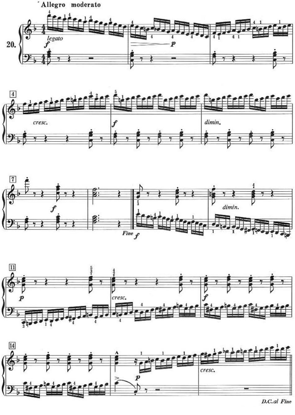 50首莱蒙钢琴练习曲 作品37（NO.20）钢琴曲谱（图1）