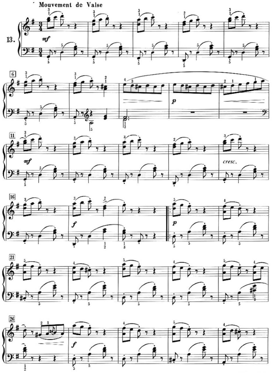 50首莱蒙钢琴练习曲 作品37（NO.13）钢琴曲谱（图1）