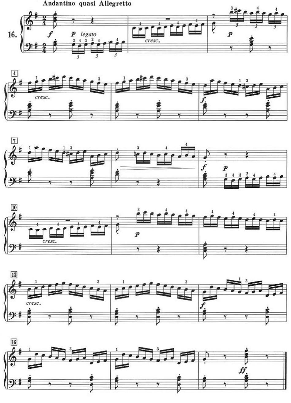 50首莱蒙钢琴练习曲 作品37（NO.16）钢琴曲谱（图1）