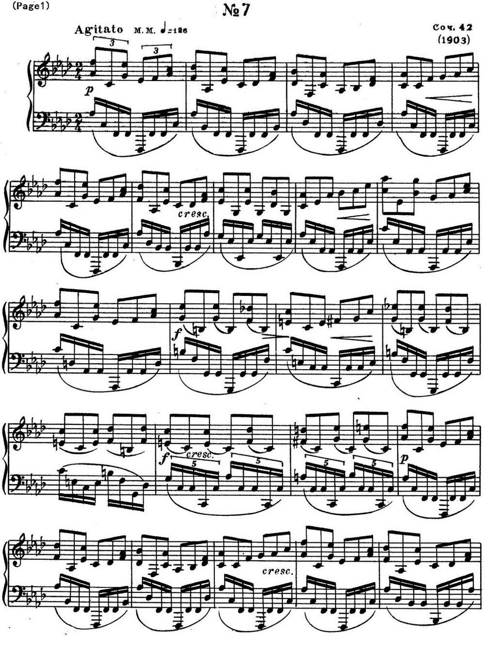 斯克里亚宾8首钢琴练习曲 Op42（No.7 Alexander Scriabin Etudes）钢琴曲谱（图1）