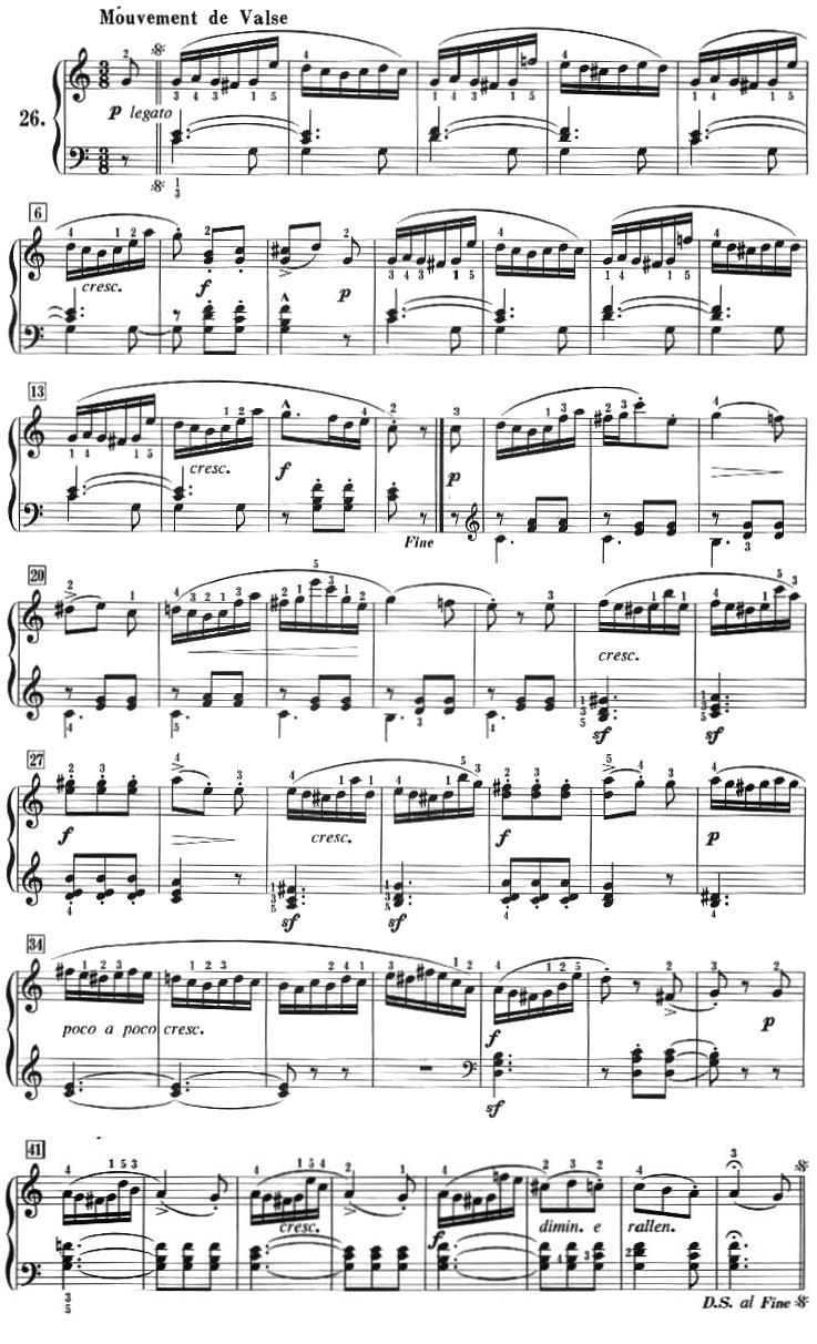 50首莱蒙钢琴练习曲 作品37（NO.26）钢琴曲谱（图1）