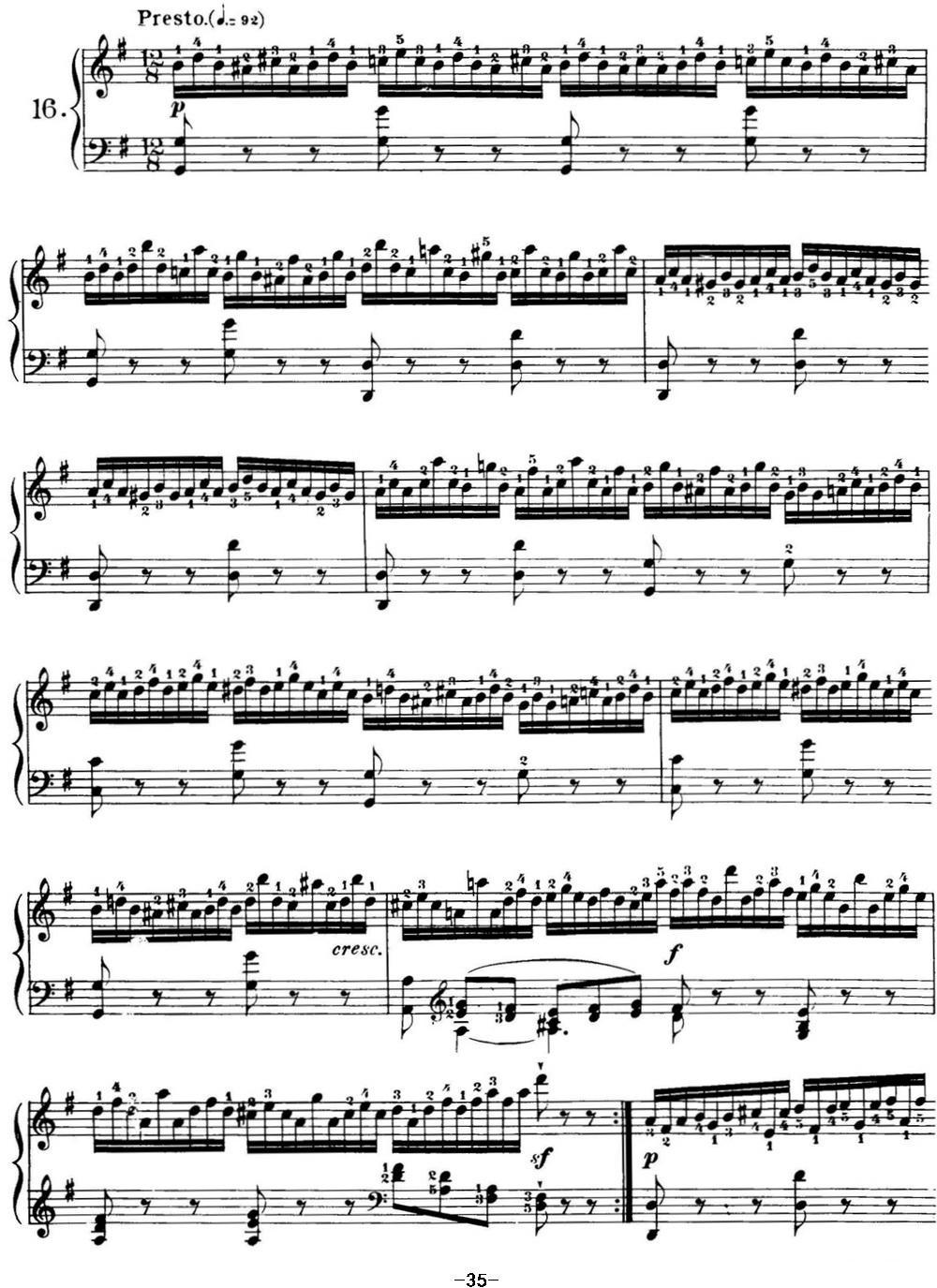 40首车尔尼Op.299钢琴快速练习曲（NO.16）钢琴曲谱（图1）