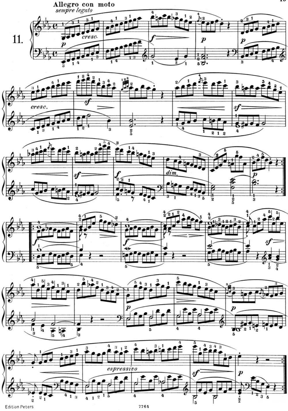 25首车尔尼Op.748练习曲（NO.11）钢琴曲谱（图1）