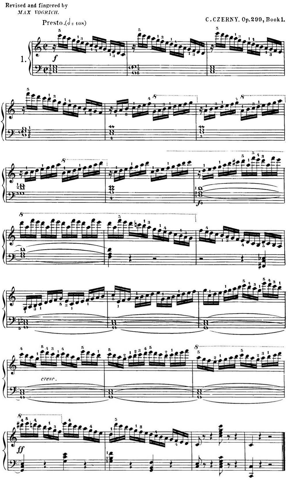 40首车尔尼Op.299钢琴快速练习曲（NO.1）钢琴曲谱（图1）