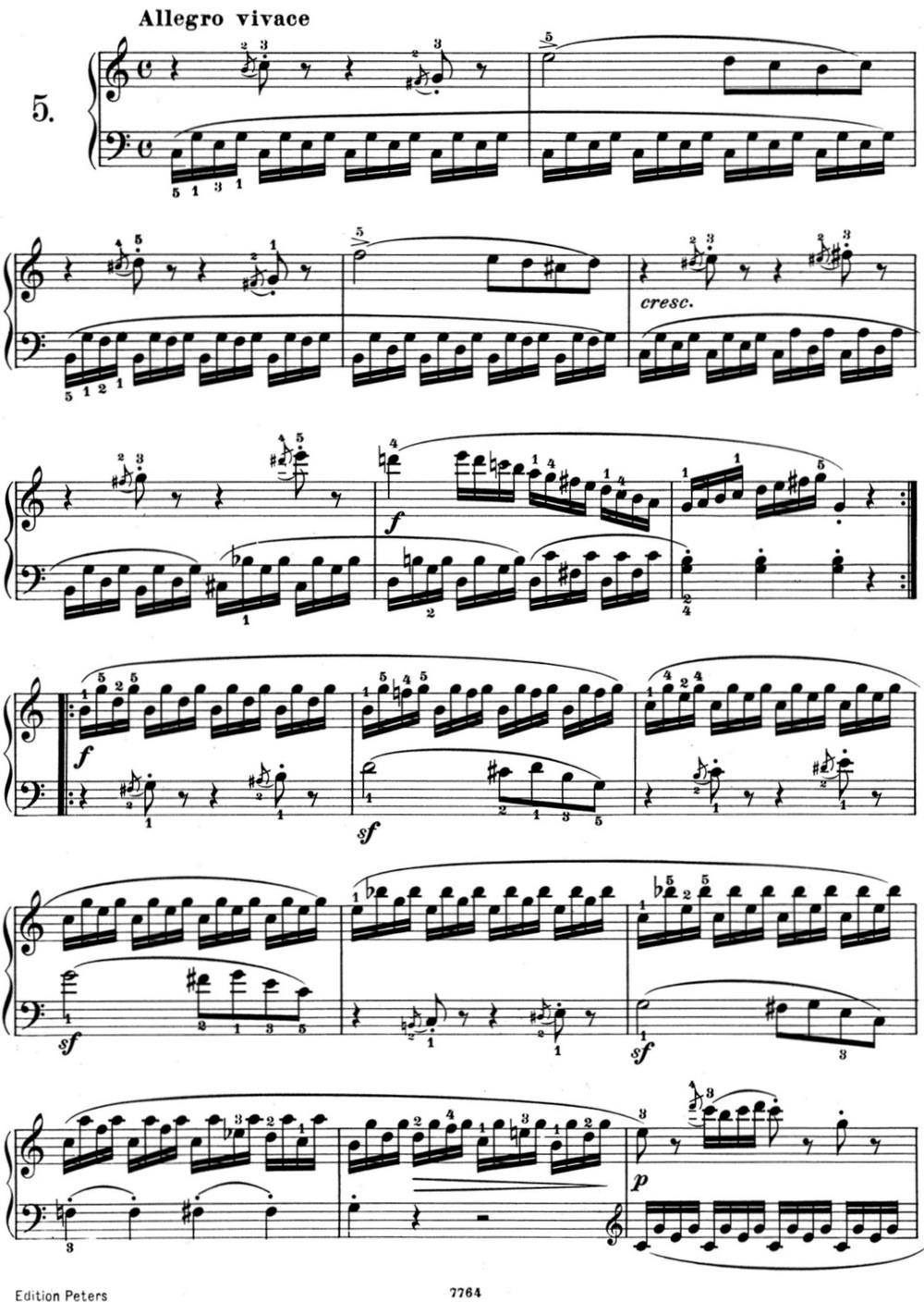 25首车尔尼Op.748练习曲（NO.5）钢琴曲谱（图1）