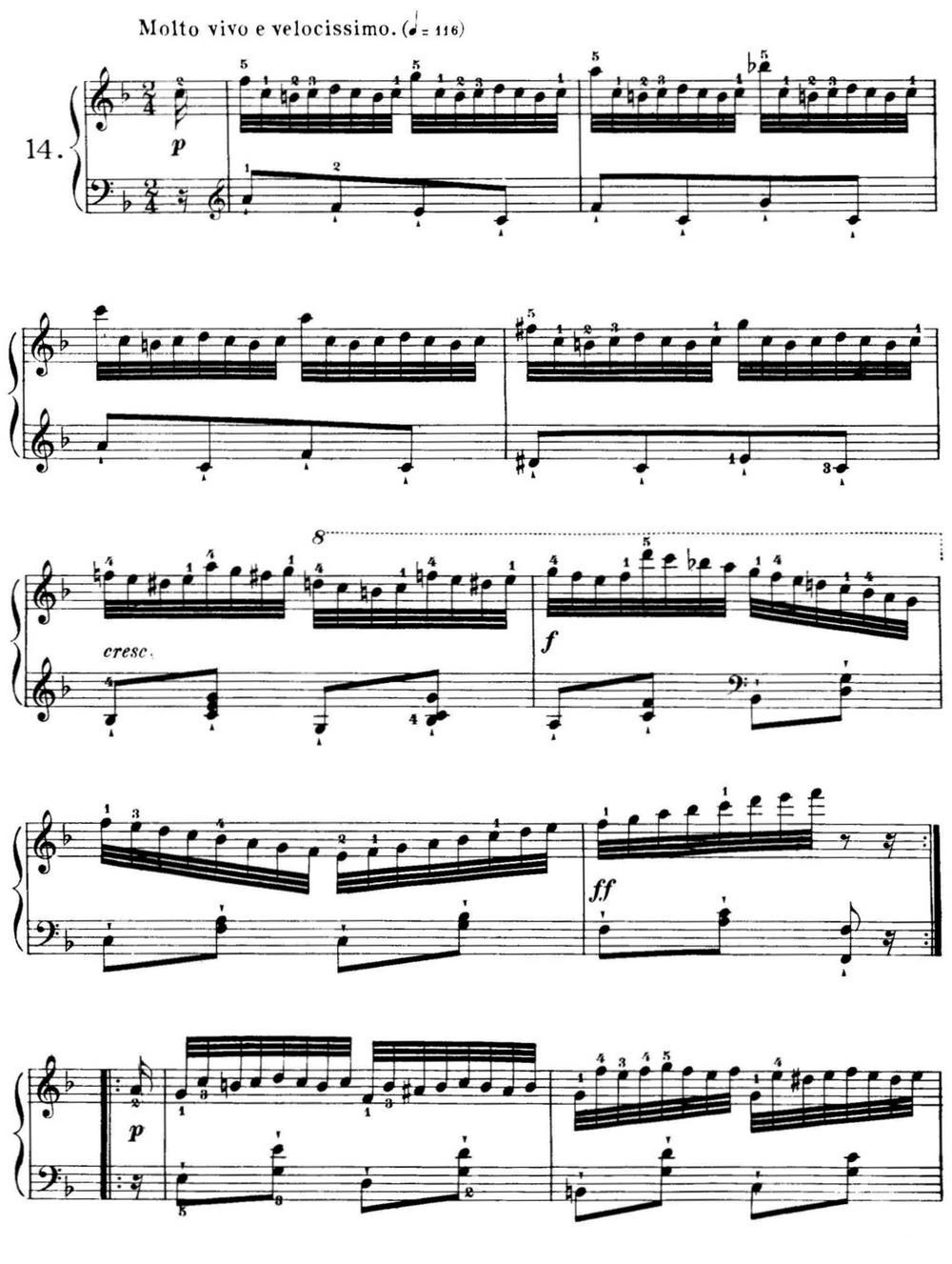 40首车尔尼Op.299钢琴快速练习曲（NO.14）钢琴曲谱（图1）