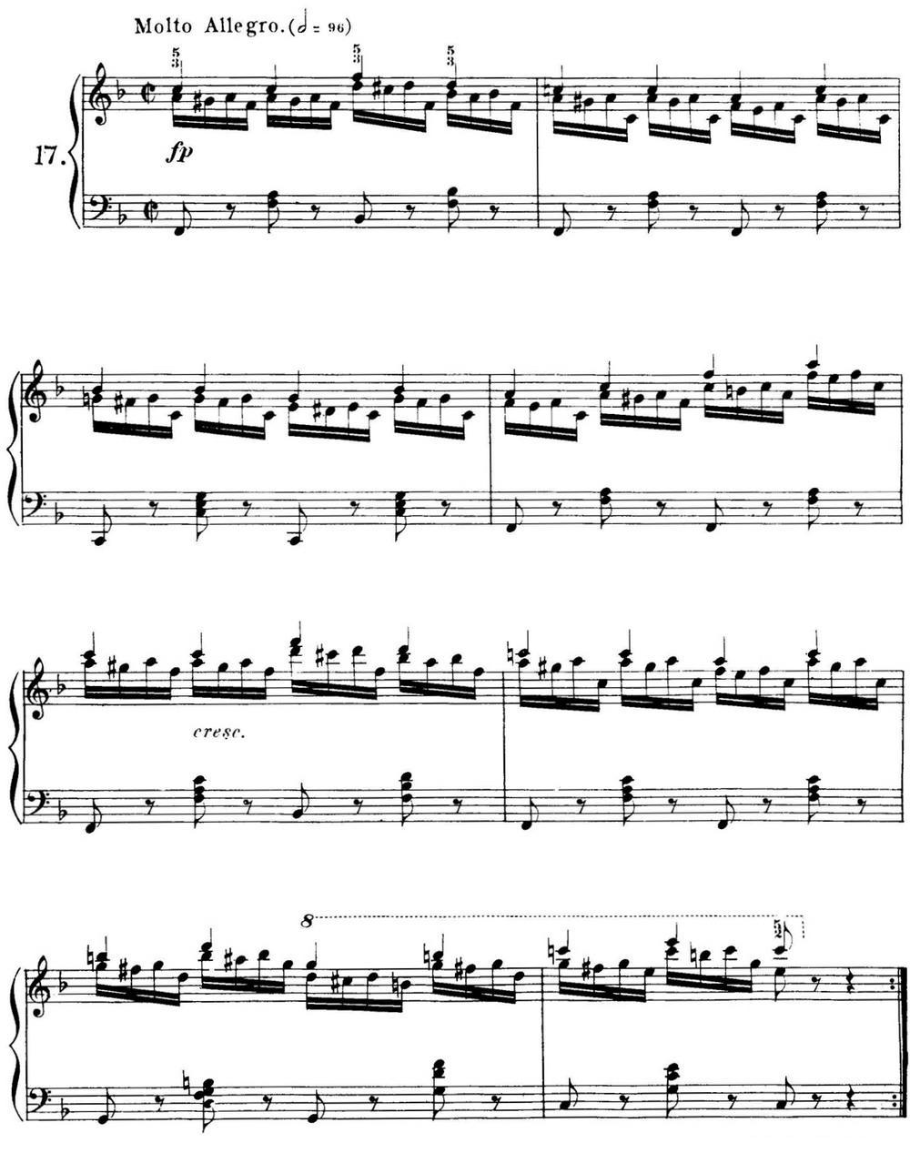 40首车尔尼Op.299钢琴快速练习曲（NO.17）钢琴曲谱（图1）