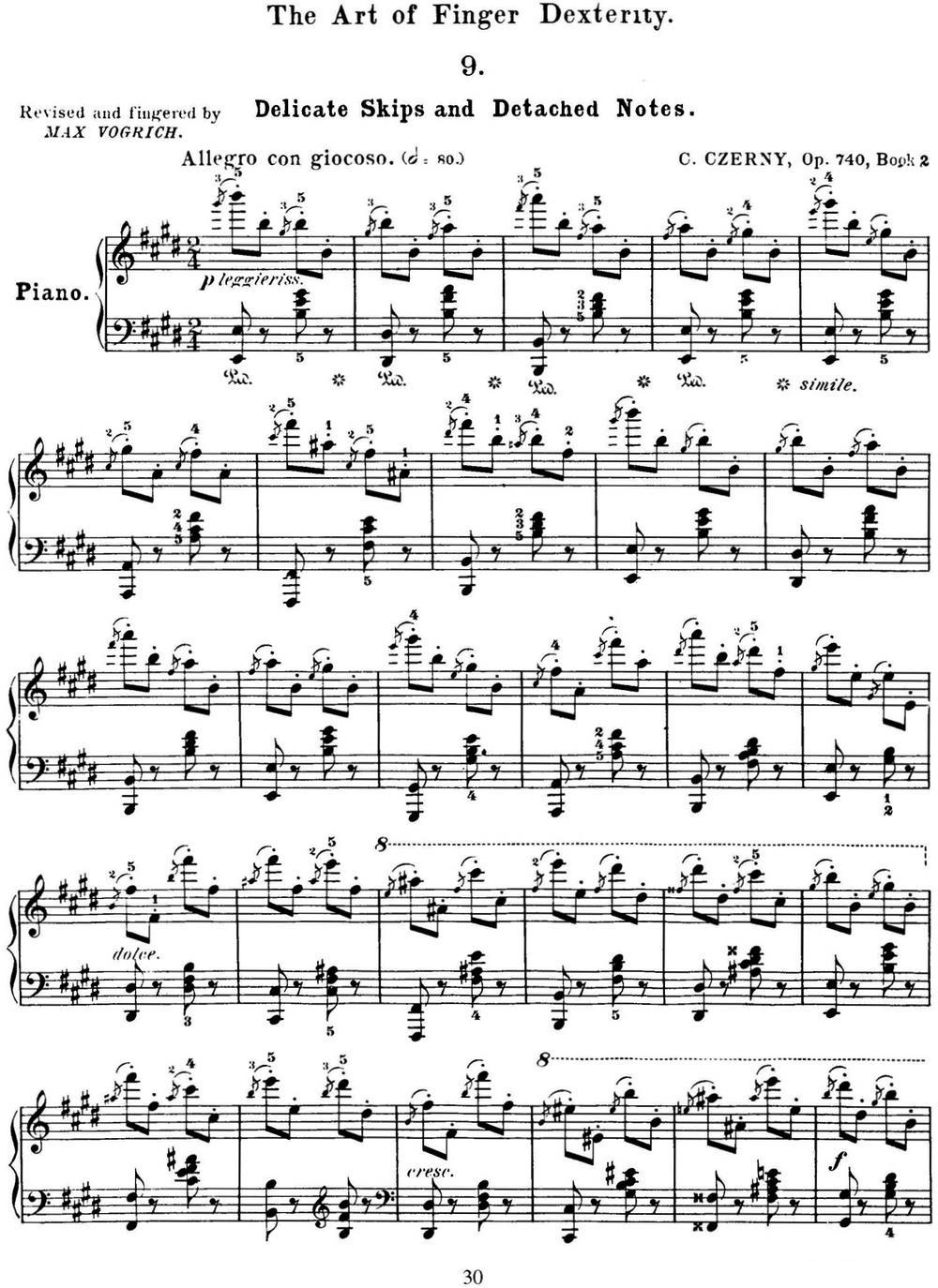 50首车尔尼Op.740钢琴手指灵巧技术练习曲（NO.9）钢琴曲谱（图1）