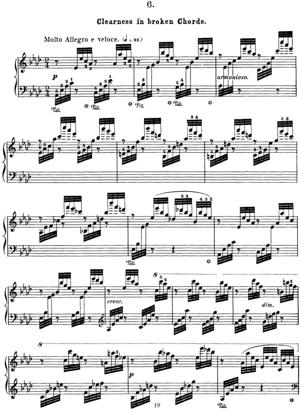 50首车尔尼Op.740钢琴手指灵巧技术练习曲（NO.6）钢琴曲谱（图1）