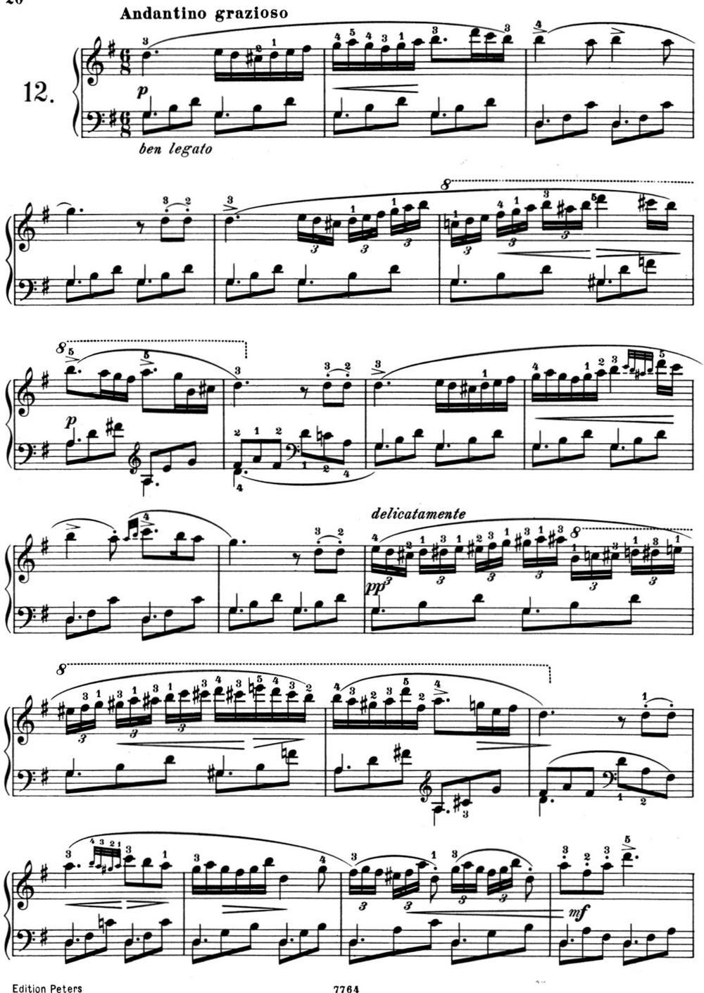 25首车尔尼Op.748练习曲（NO.12）钢琴曲谱（图1）