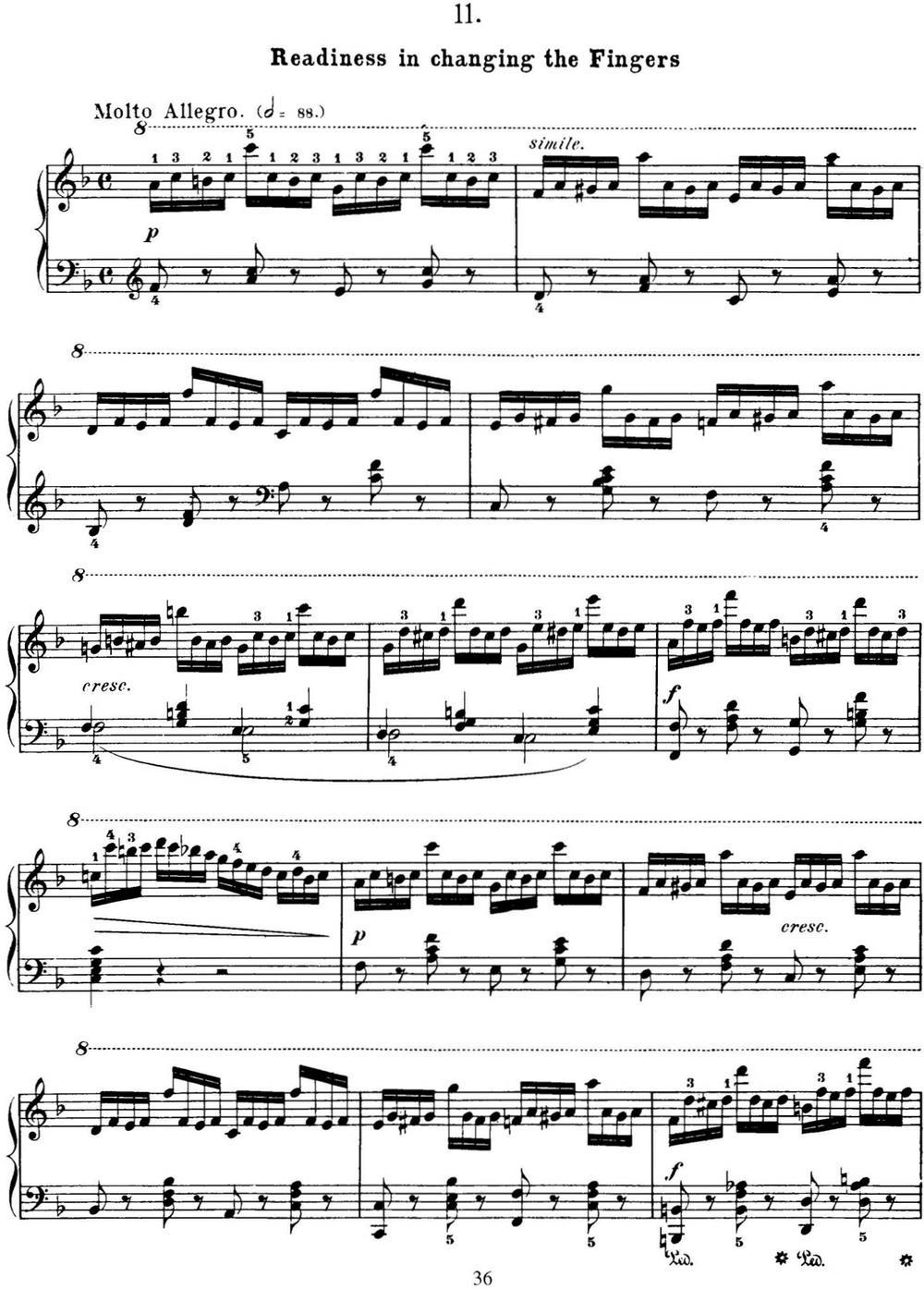 50首车尔尼Op.740钢琴手指灵巧技术练习曲（NO.11）钢琴曲谱（图1）