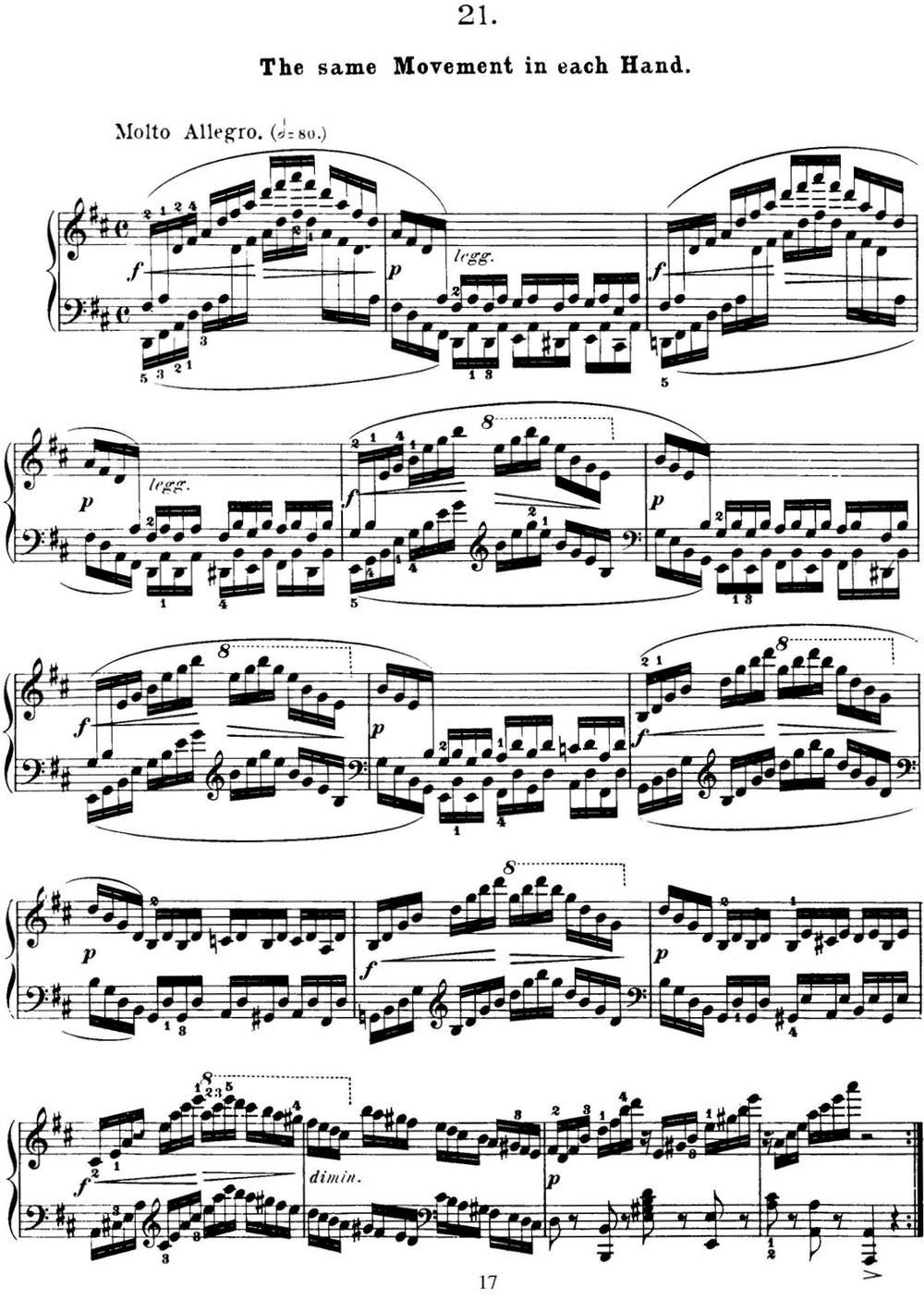 50首车尔尼Op.740钢琴手指灵巧技术练习曲（NO.21）钢琴曲谱（图1）