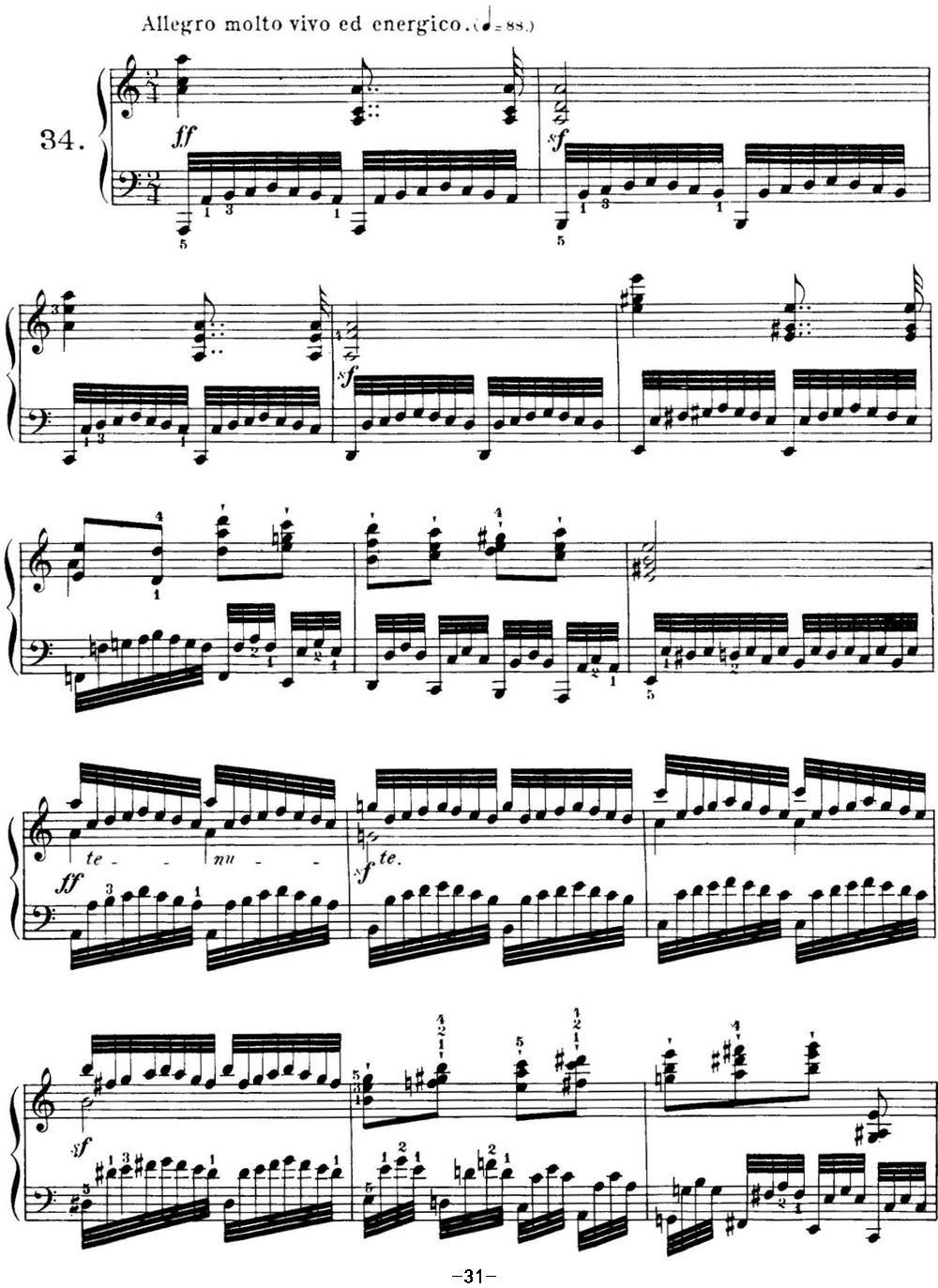 40首车尔尼Op.299钢琴快速练习曲（NO.34）钢琴曲谱（图1）