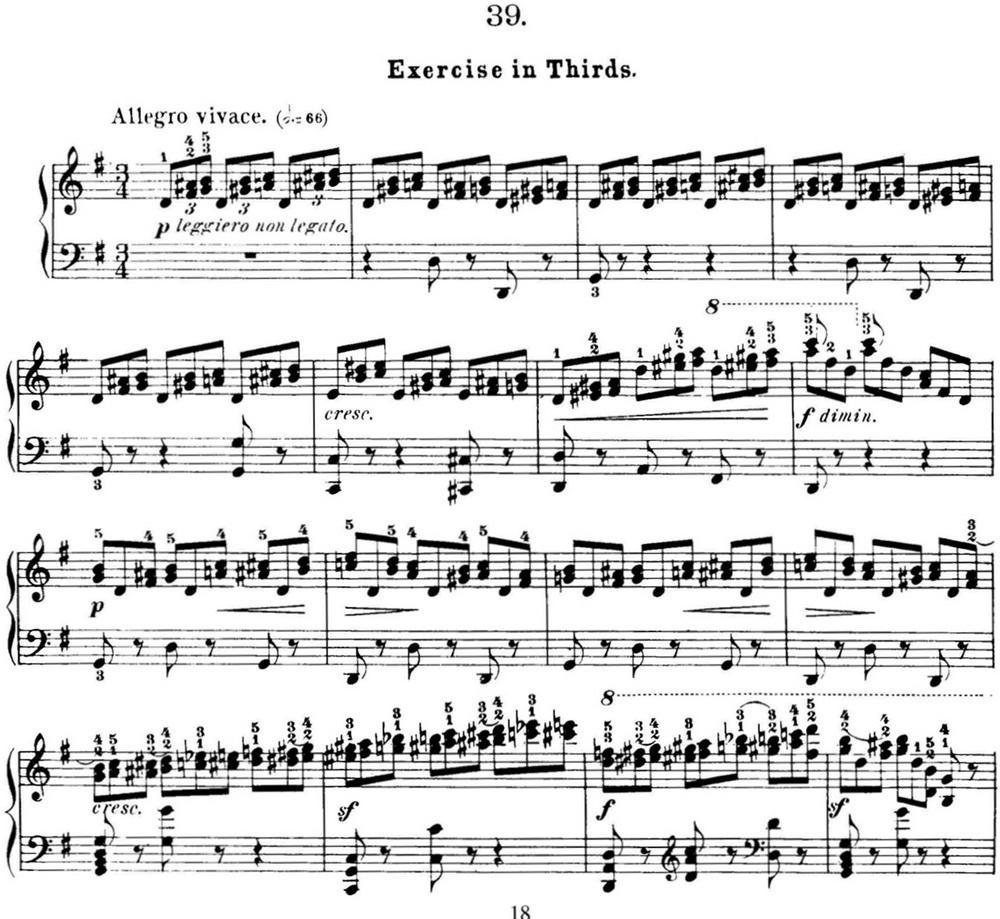 50首车尔尼Op.740钢琴手指灵巧技术练习曲（NO.39）钢琴曲谱（图1）