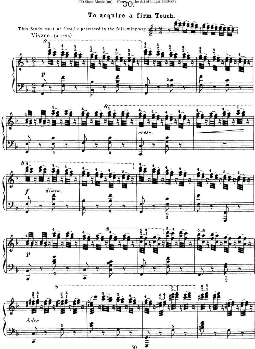 50首车尔尼Op.740钢琴手指灵巧技术练习曲（NO.30）钢琴曲谱（图1）