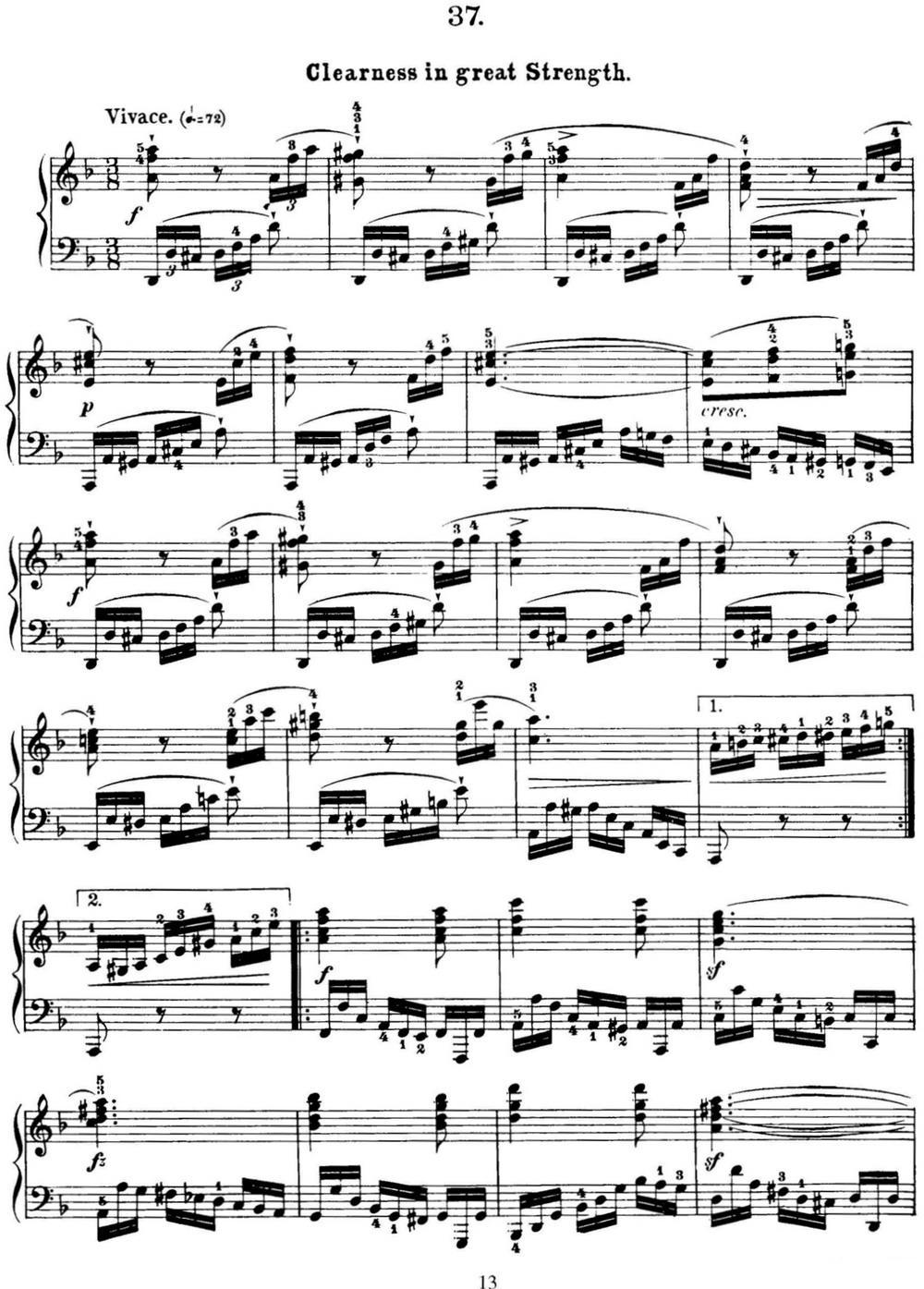 50首车尔尼Op.740钢琴手指灵巧技术练习曲（NO.37）钢琴曲谱（图1）