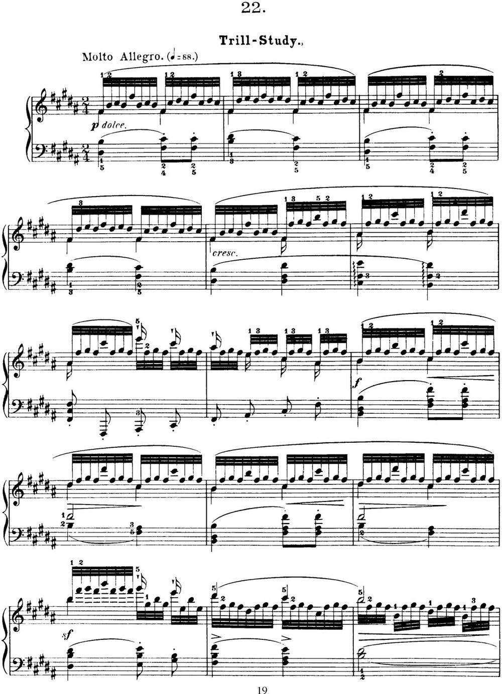 50首车尔尼Op.740钢琴手指灵巧技术练习曲（NO.22）钢琴曲谱（图1）