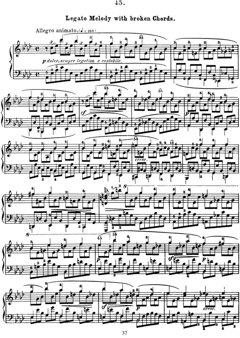 50首车尔尼Op.740钢琴手指灵巧技术练习曲（NO.45）钢琴曲谱（图1）