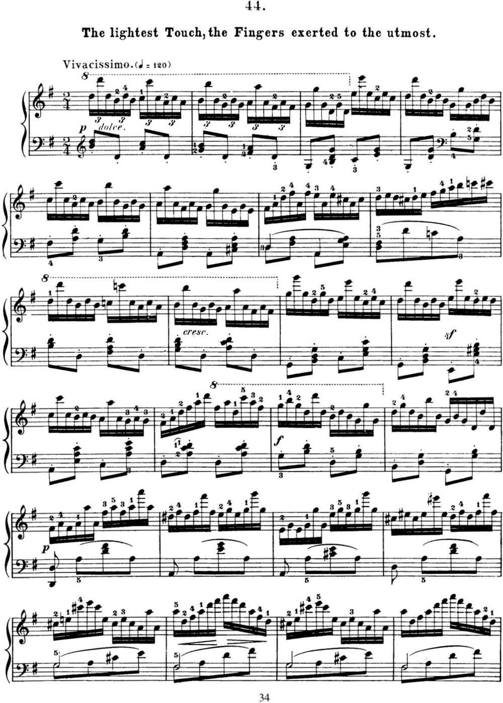 50首车尔尼Op.740钢琴手指灵巧技术练习曲（NO.44）钢琴曲谱（图1）