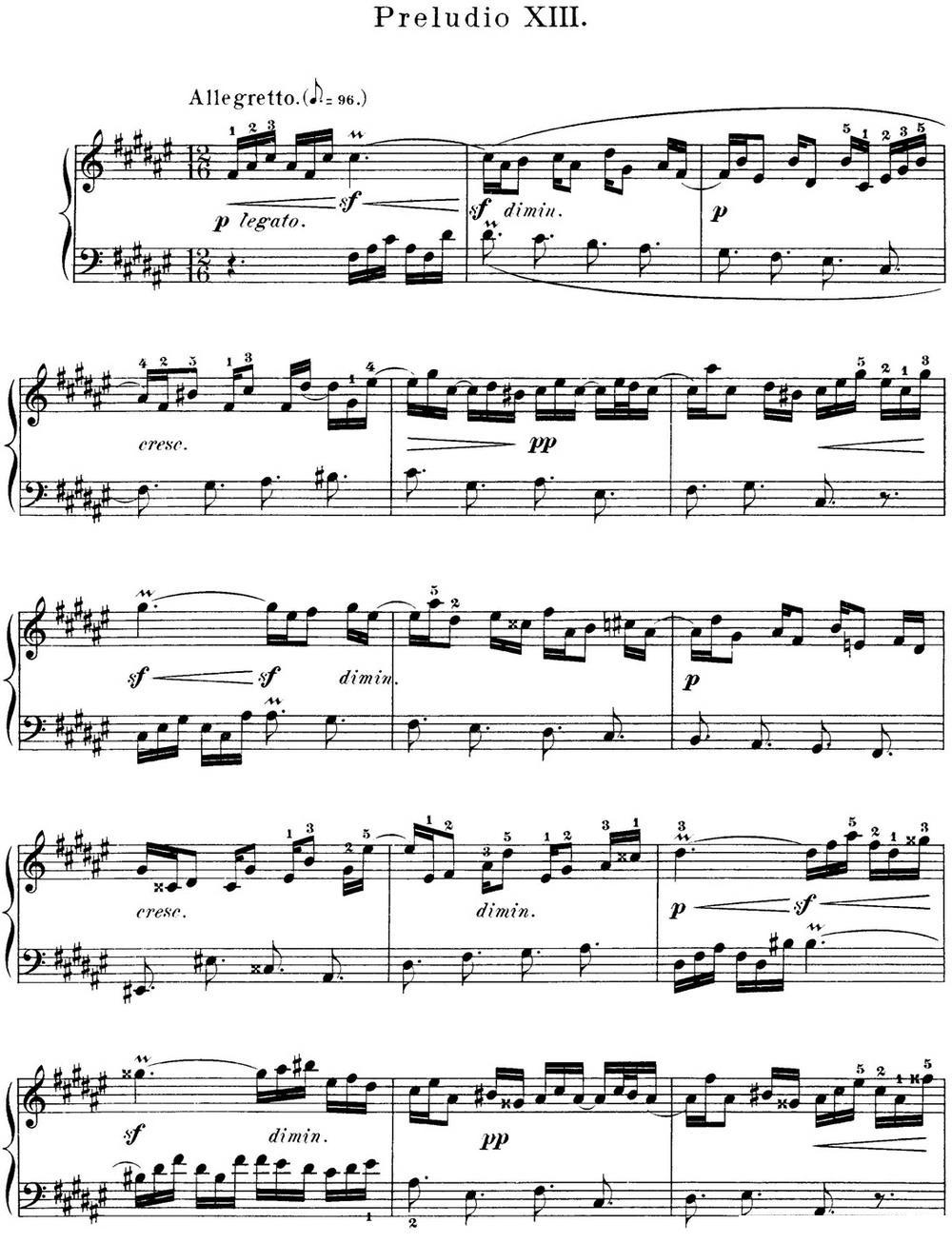 巴赫《平均律钢琴曲集·第一卷》之前奏曲（NO.13）钢琴曲谱（图1）