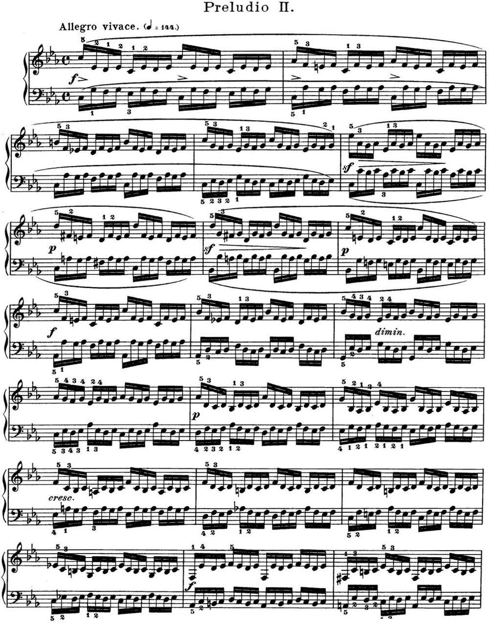 巴赫《平均律钢琴曲集·第一卷》之前奏曲（NO.2）钢琴曲谱（图1）
