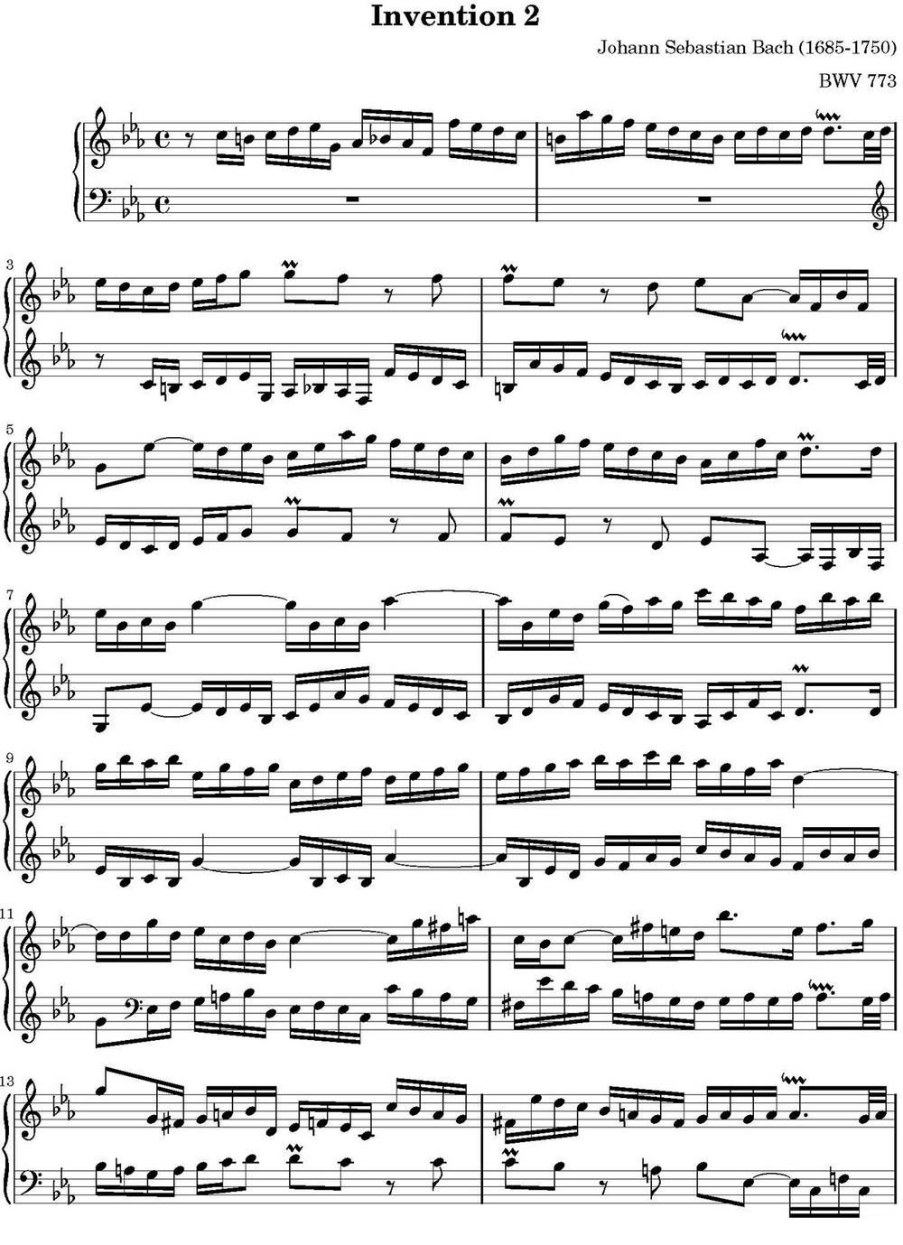 15首巴赫二部创意曲集（NO.2）钢琴曲谱（图1）