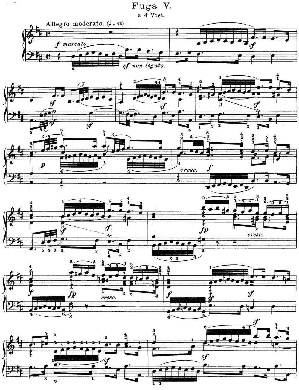 巴赫《平均律钢琴曲集·第一卷》之赋格曲（NO.5）钢琴曲谱（图1）