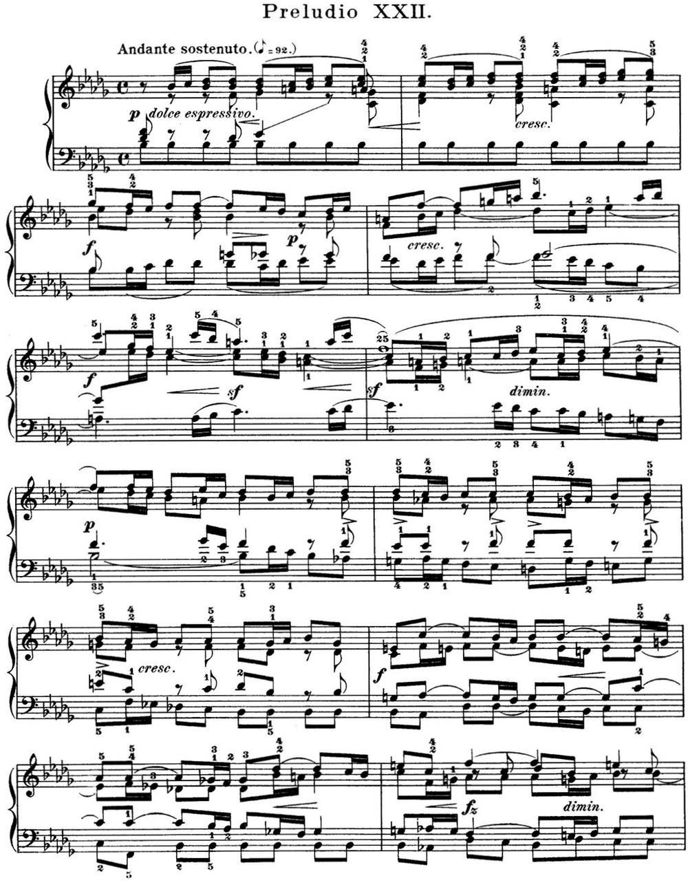 巴赫《平均律钢琴曲集·第一卷》之前奏曲（NO.22）钢琴曲谱（图1）