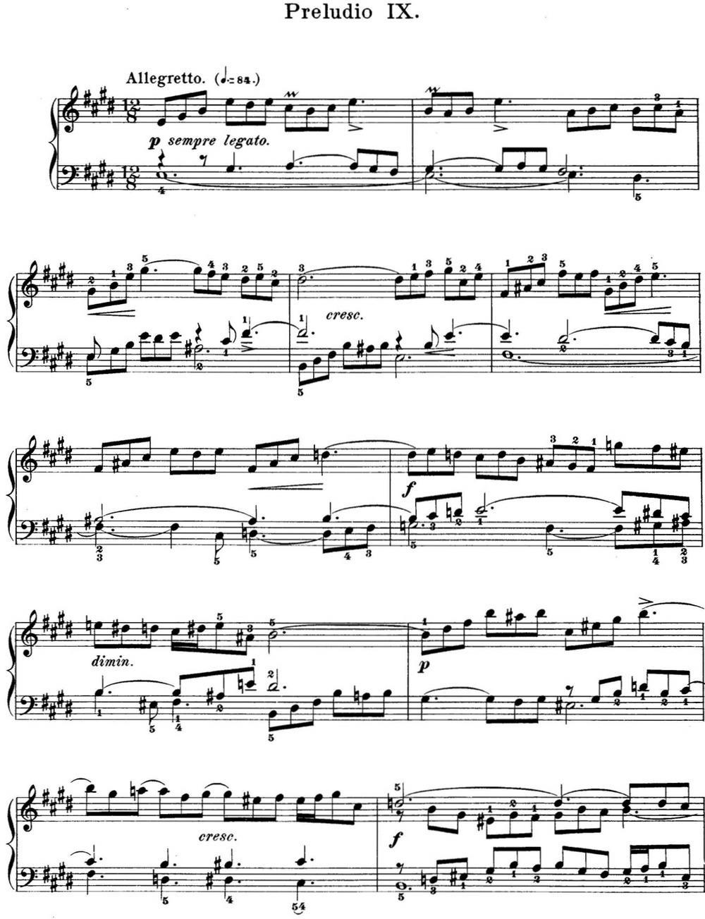 巴赫《平均律钢琴曲集·第一卷》之前奏曲（NO.9）钢琴曲谱（图1）