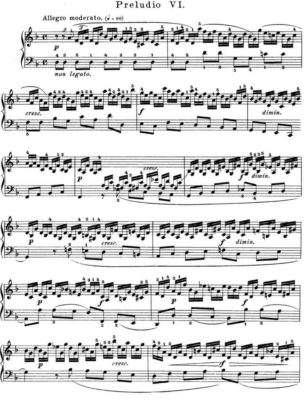 巴赫《平均律钢琴曲集·第一卷》之前奏曲（NO.6）钢琴曲谱（图1）