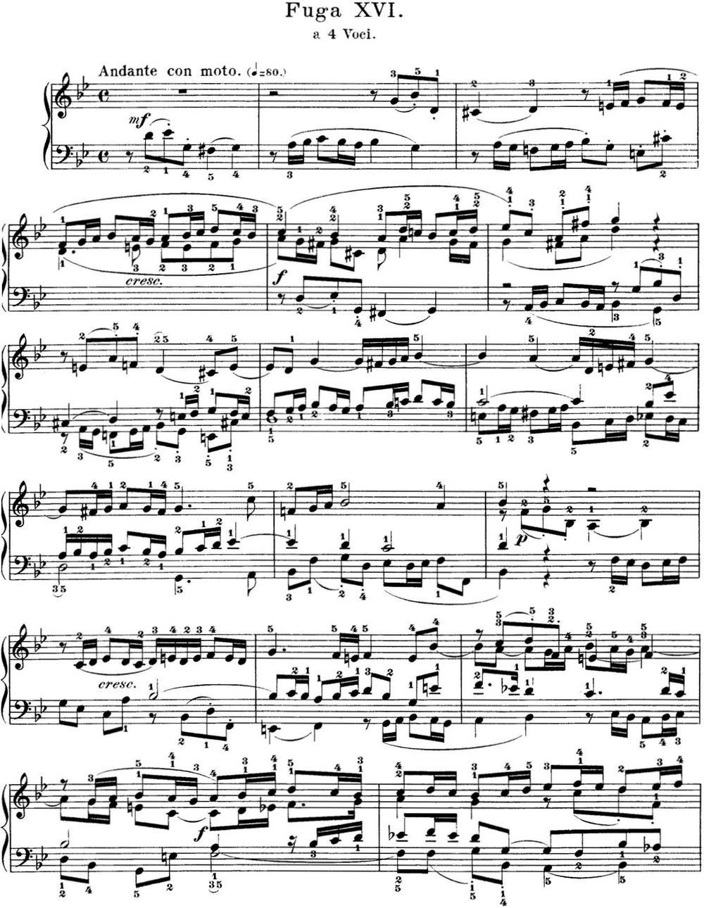 巴赫《平均律钢琴曲集·第一卷》之赋格曲（NO.16）钢琴曲谱（图1）