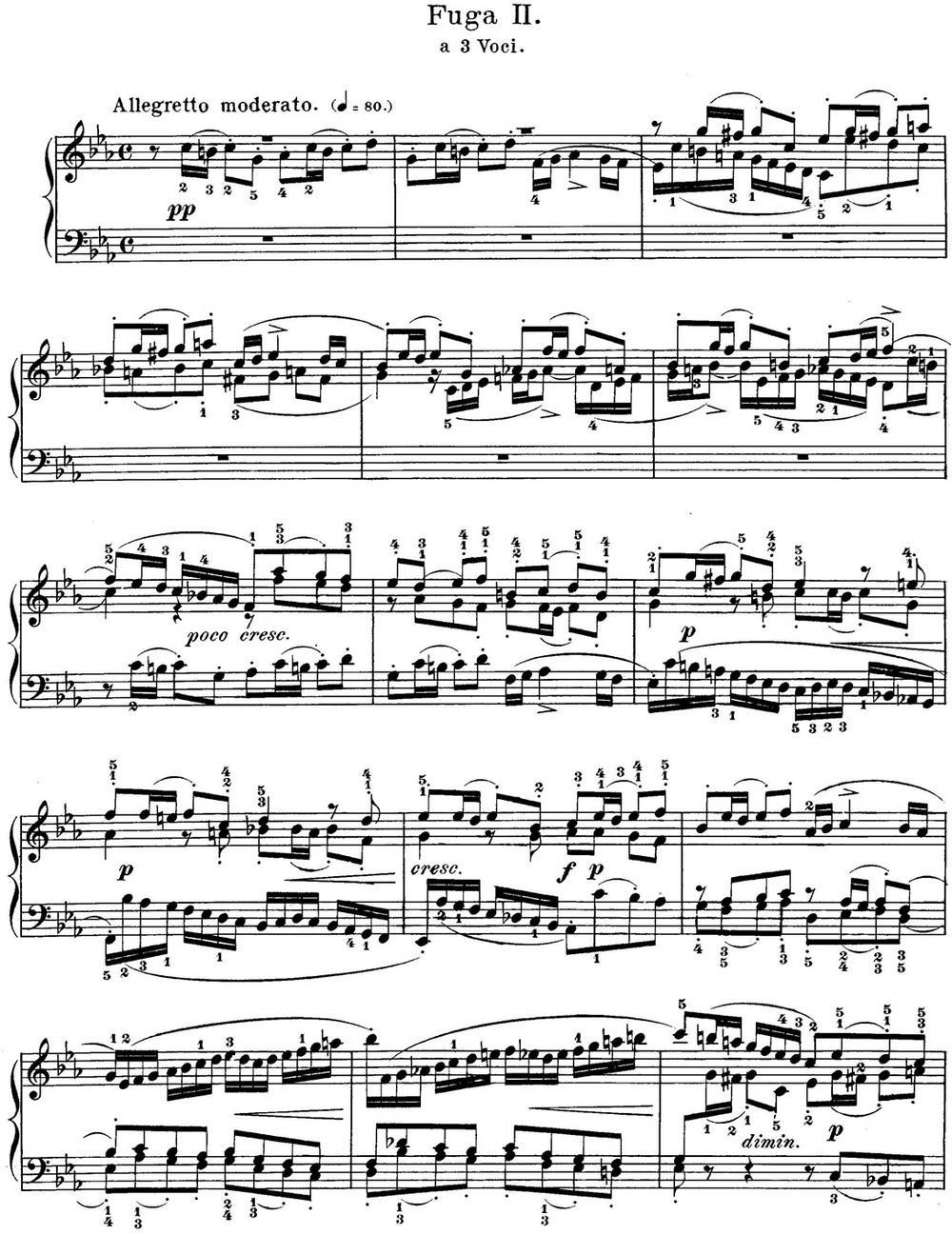 巴赫《平均律钢琴曲集·第一卷》之赋格曲（NO.2）钢琴曲谱（图1）