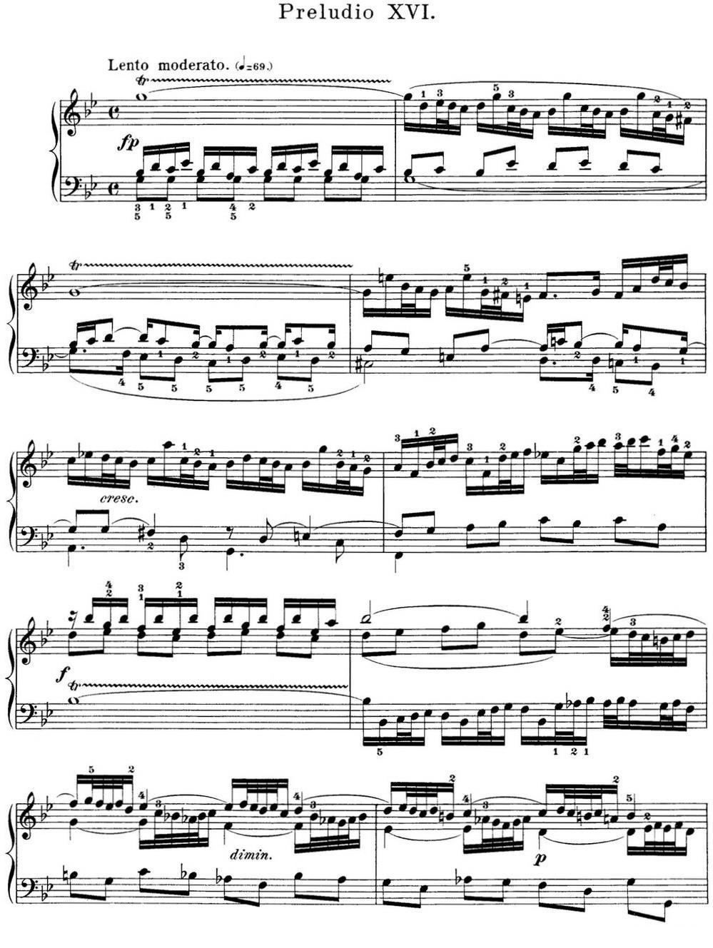 巴赫《平均律钢琴曲集·第一卷》之前奏曲（NO.16）钢琴曲谱（图1）