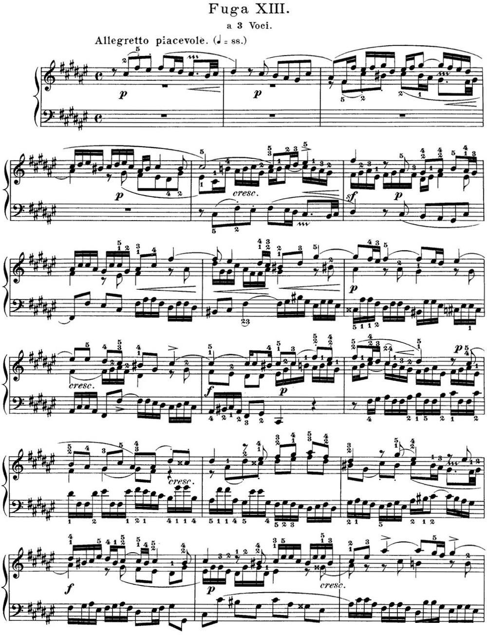 巴赫《平均律钢琴曲集·第一卷》之赋格曲（NO.13）钢琴曲谱（图1）