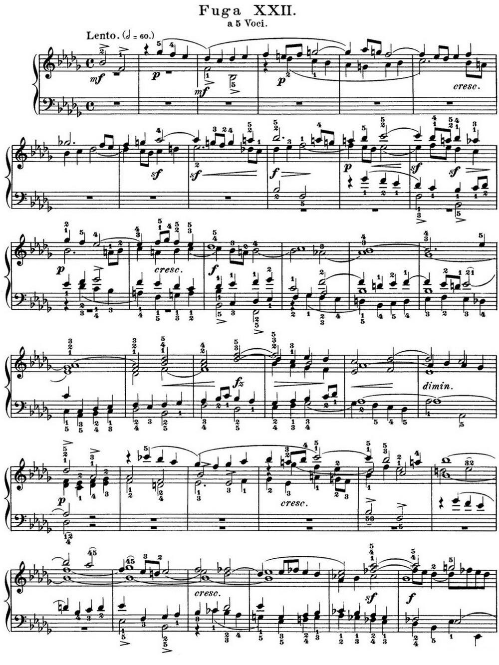 巴赫《平均律钢琴曲集·第一卷》之赋格曲（NO.22）钢琴曲谱（图1）