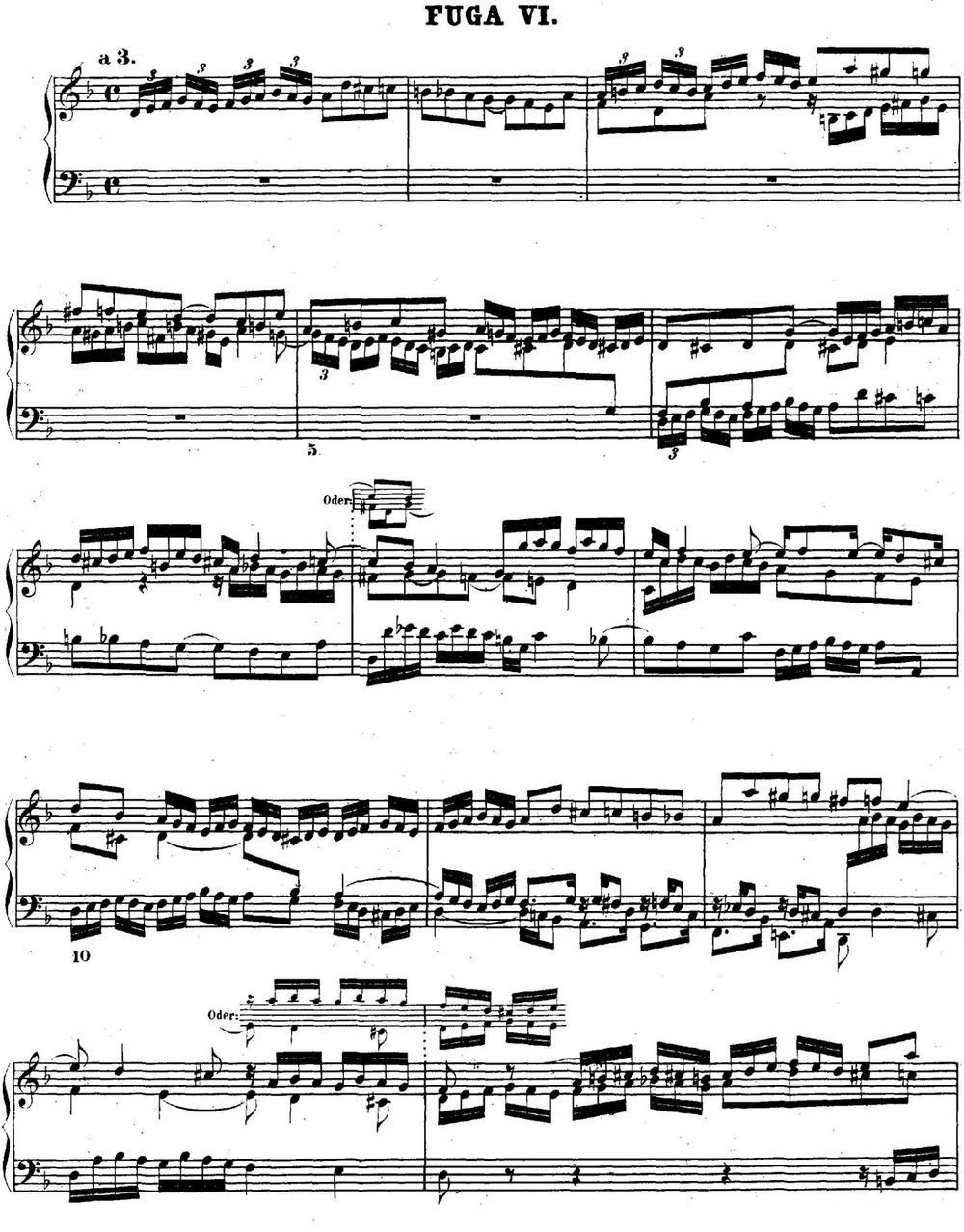 巴赫《平均律钢琴曲集·第二卷》之赋格曲（NO.6）钢琴曲谱（图1）