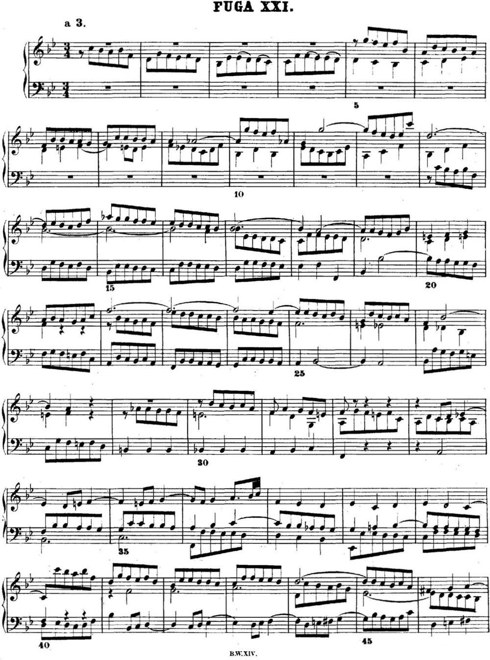 巴赫《平均律钢琴曲集·第二卷》之赋格曲（NO.21）钢琴曲谱（图1）