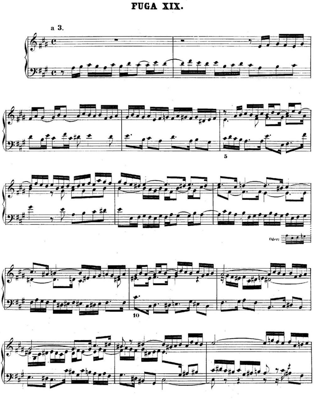 巴赫《平均律钢琴曲集·第二卷》之赋格曲（NO.19）钢琴曲谱（图1）